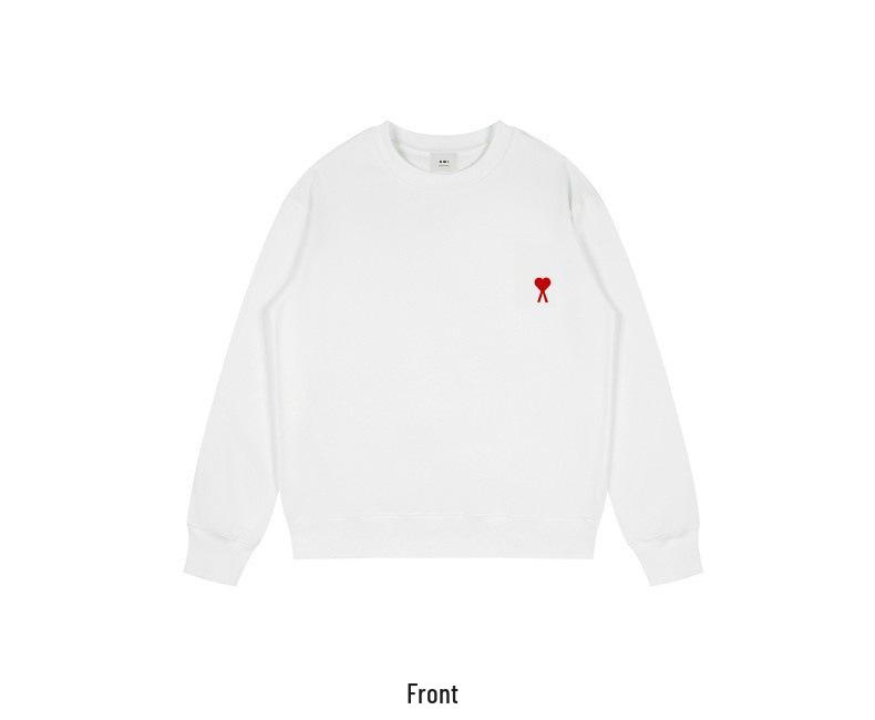 Мужская толстовка с вышивкой и круглым вырезом AMI&EANM - Повседневная, Модная, С длинным рукавом для Весны и Осени