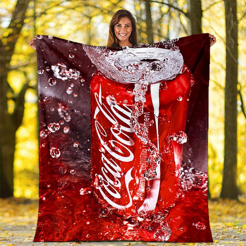 Christmas gift Halloween themed cola beverage Coca Cola blanket soft home furnishing nap decoration four seasons warm Sherpa blanket U4