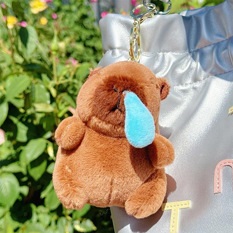 Capybara Plush Keychain Cute Bag Pendant Creative Fluffy Animals Keyring Kawaii Stuffed Doll Keychains Birthday Gift