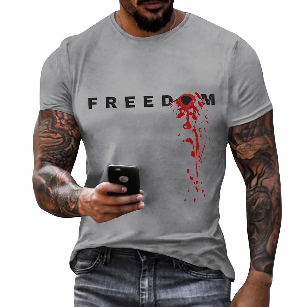 Men's Printed Short Sleeve T-Shirt Men's Loose Casual Short Sleeve Top