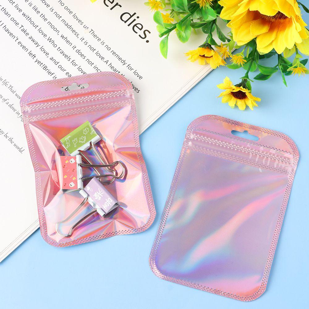 With Hang Hole Resealable Iridescent Self Sealing Pouches Zip Pouches OPP Bags Packaging Bag