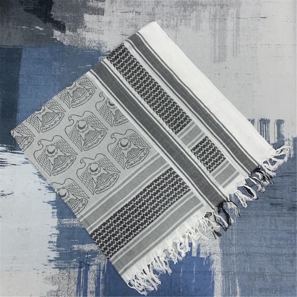 Shemagh Desert Scarf Black and White Arab Keffiyeh Shawl Wrap with Tassels Scarves Bandana Head Wraps for Men and Women