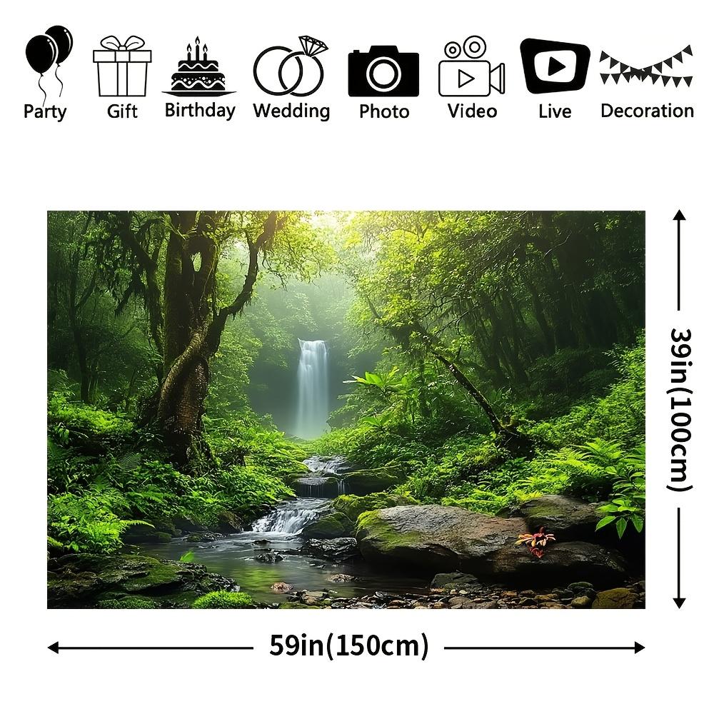 1 piece giant spring themed background - jungle green forest and waterfall scene no power required