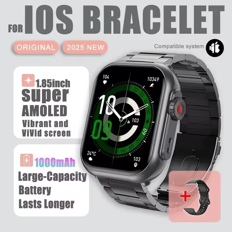 Новые умные часы 1000 мАч Длительное время работы от аккумулятора Для мужчин Женщин Фитнес Спорт Bluetooth-вызов Водонепроницаемые 1,85-дюймовые Полноценный сенсорный экран Умные часы