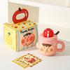 Креативная забавная керамическая кружка с крышкой и ложкой для домашнего использования, необычная чашка для воды для девочек, офисная чашка для завтрака