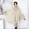 Autumn and Winter Women's Hair Collar Shawl Cape Large Size Knitted Cardigan Loose Jacket