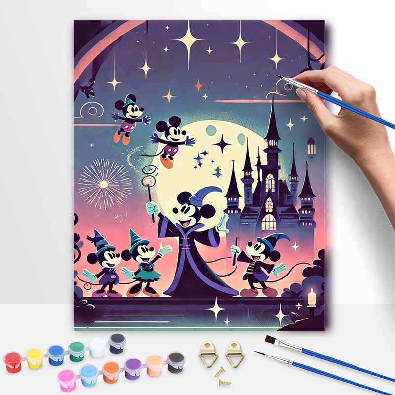 Disney Mickey Mouse magic castle oil painting art set handmade diy gift home decoration