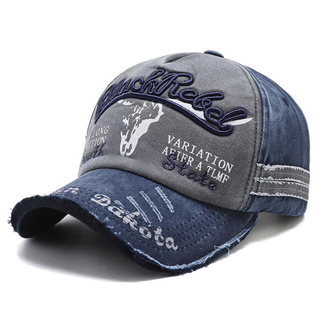 Retro Washed Old Baseball Cap Outdoor Men And Women Spring Flying Edge Embroidered Bull Head Sun Cap