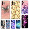 Butterfly Flower Phone Case for Iphone 5 5s 2020se 6 6s 7 8 Plus X 10 XR XS 11 12 13 Mini Pro MAX Black Tpu Back Cover