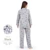 SAZAC Kuromi Gingham Pajama Cotton Long Sleeve and Loungewear Set, 100% Broadcloth, Women's Pants, (Black/M/SAN1782)