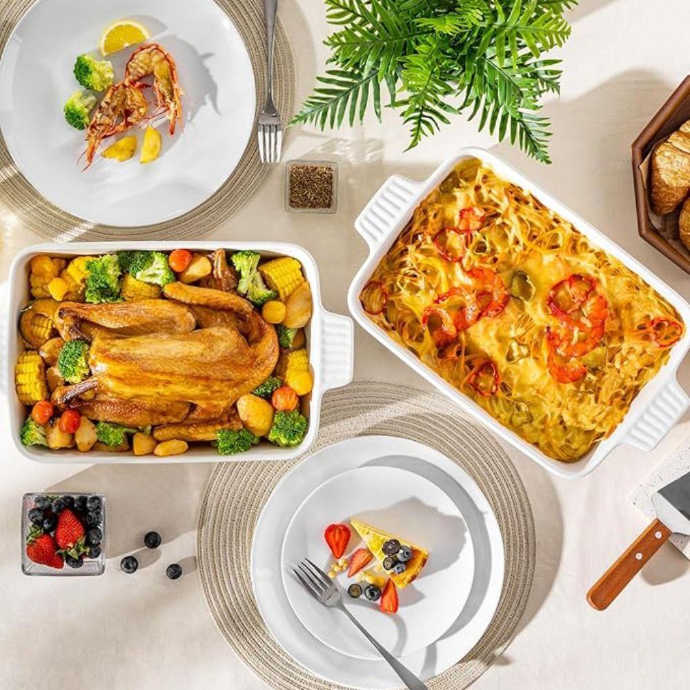 Глубокая форма для выпечки с полосками, форма для лазаньи, многоцелевой керамический противень, духовка
