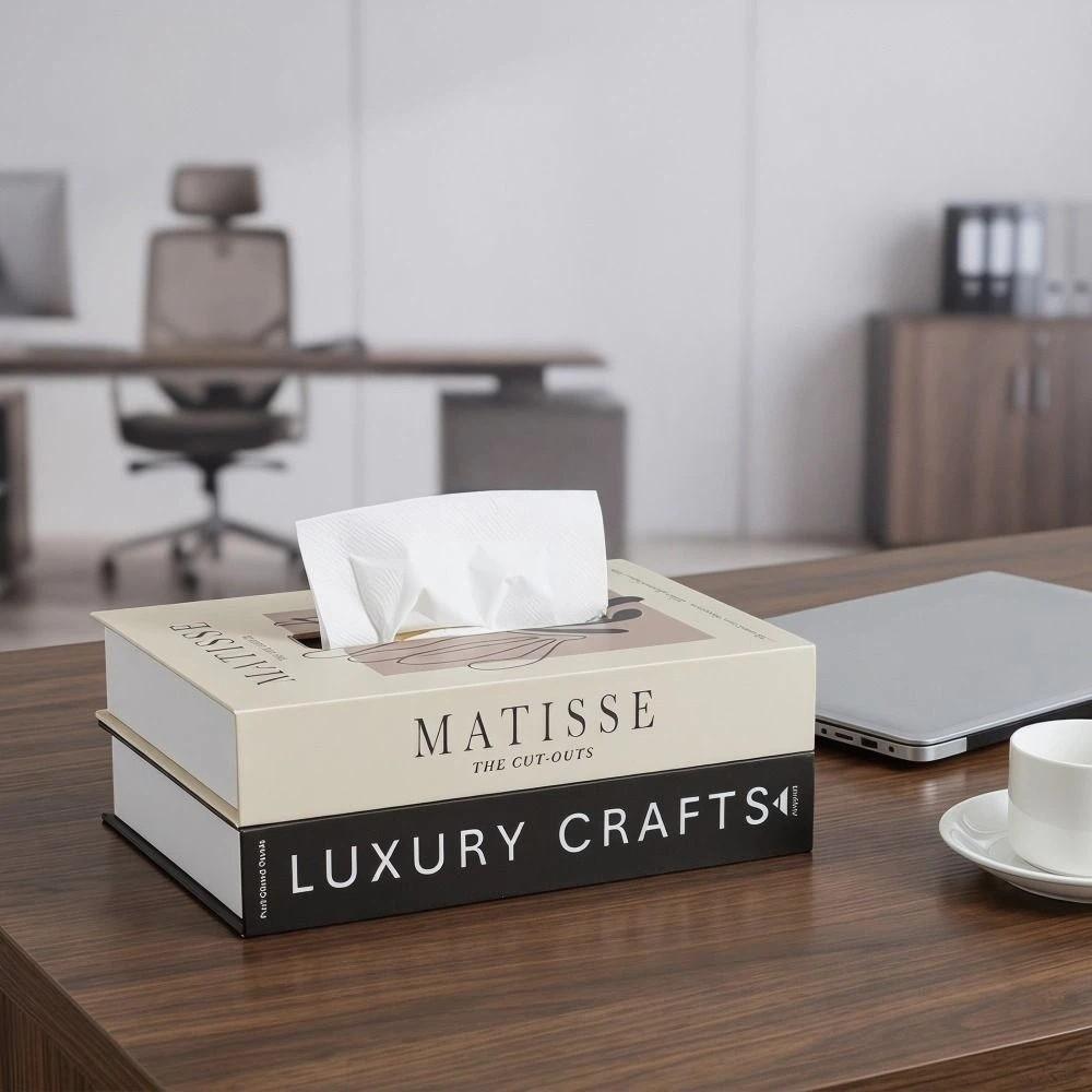 Luxury Book Style Tissue Box Ornaments Napkin Holder Case Organizer Paper Box Home Decoration