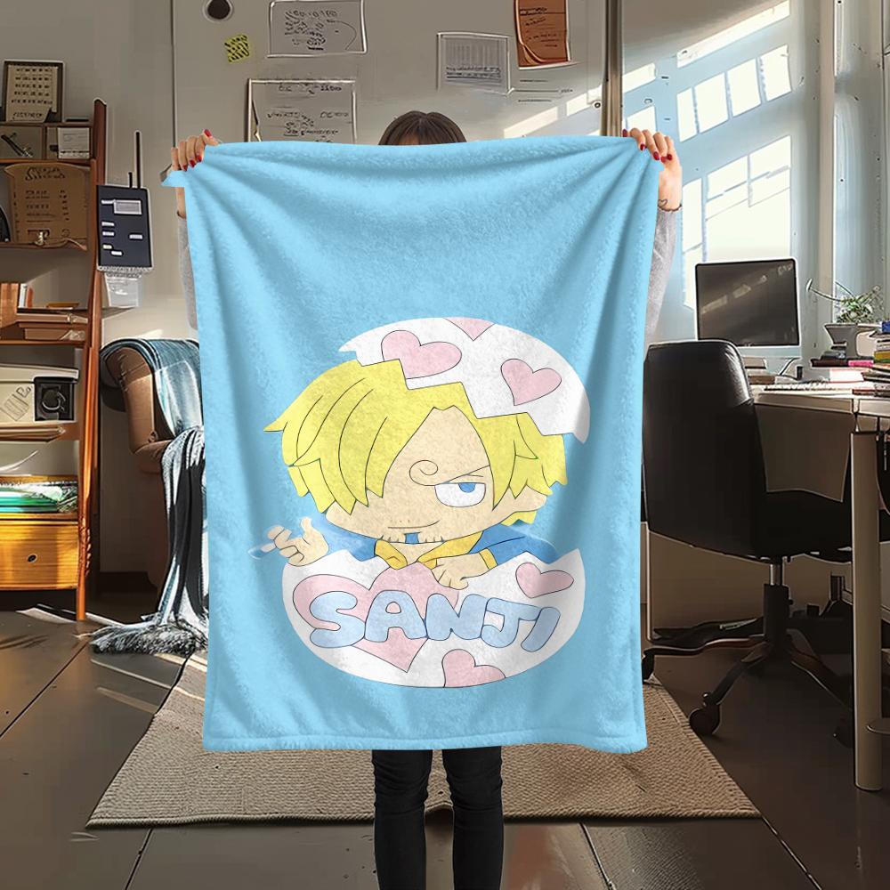 Фланелевое одеяло с принтом персонажей One Piece, Высококачественное, Удобное для всех сезонов, Декор для дома, Тепло и уют, Идеально для рождественских подарков