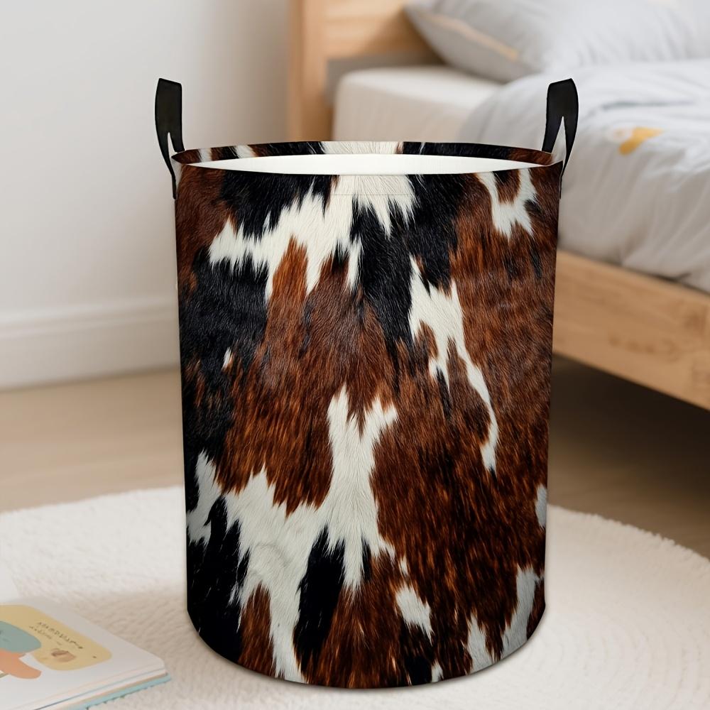 1pc Retro Milk Print Foldable Laundry Basket | DOKRIY Canvas Storage Hamper Suitable for Room, Bathroom Organization, Shelf Baskets