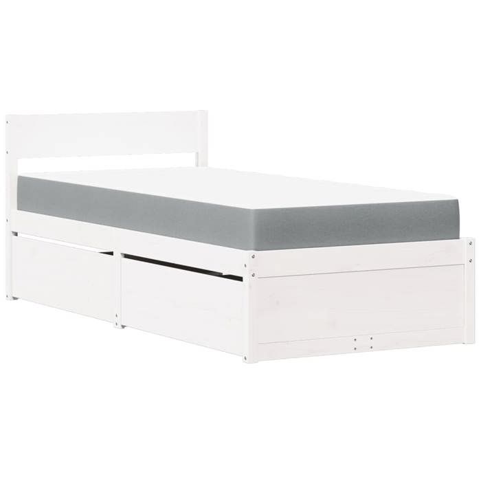 Lit simple - Maison Exclusive - 90x200 cm - Bois pin massif - Tiroirs intégrés
