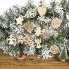 12pcs Christmas Wooden Hollow Hanging Ornament Christmas Tree Hanging Pendant Decor