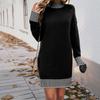 Women's Temperament Casual Contrast Sweater Dress