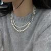 Korean Jewelry Pearl Necklace Double Layered Pearl Chain Choker Elegant Pearl Chain Beads  Party