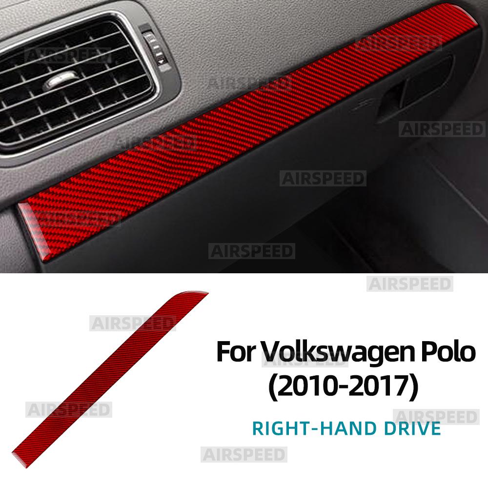 For Volkswagen Polo 2010 2011-2017 Carbon Fiber Passenger Side Dashboard Trim Anti Scratch Interior Decor Mod Car Accessories