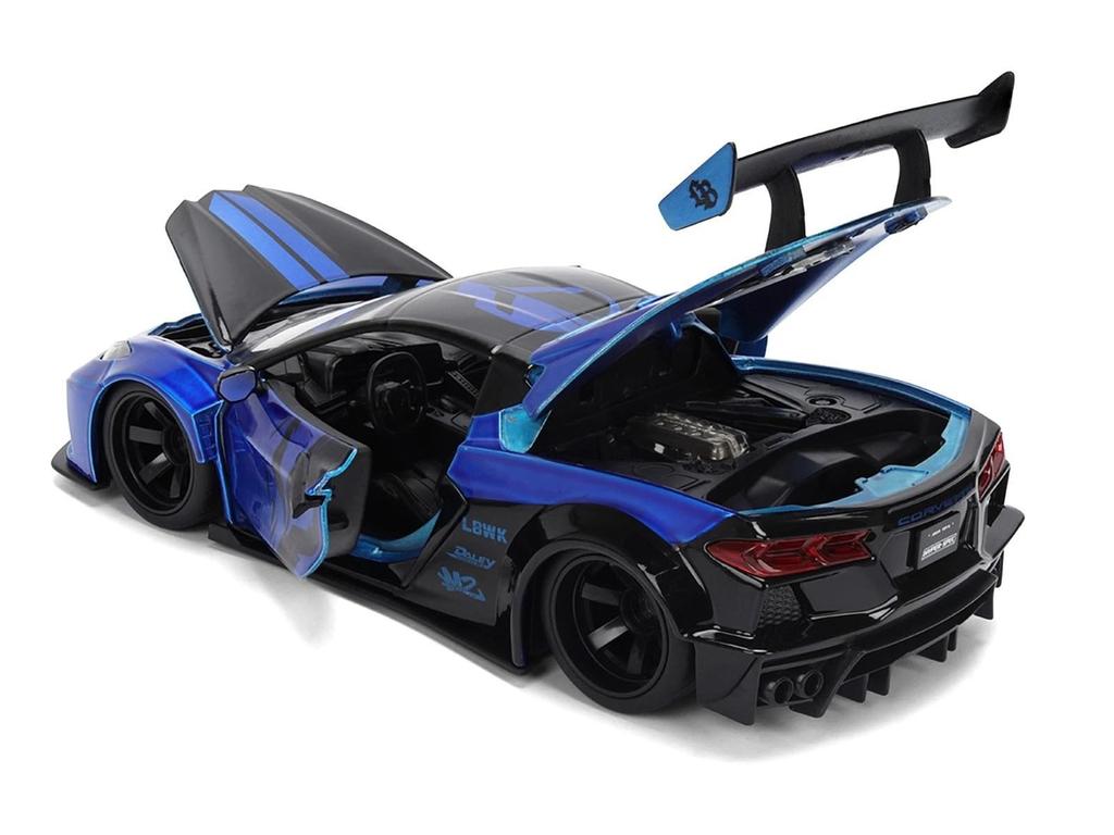 JADA TOYS 1/24 Chevrolet Corvette C8 Liberty Walk Синий Литой Модель Автомобиля [Параллельный Импорт]
