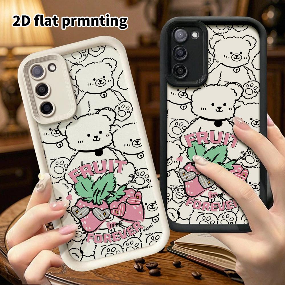 Phone Case: 2D Flat Samsung Galaxy A34 A35 M05 M06 S20 S22 S21 FE Plus 5G Protective Case, Strawberry Trendy Style, Christmas and Halloween Gifts
