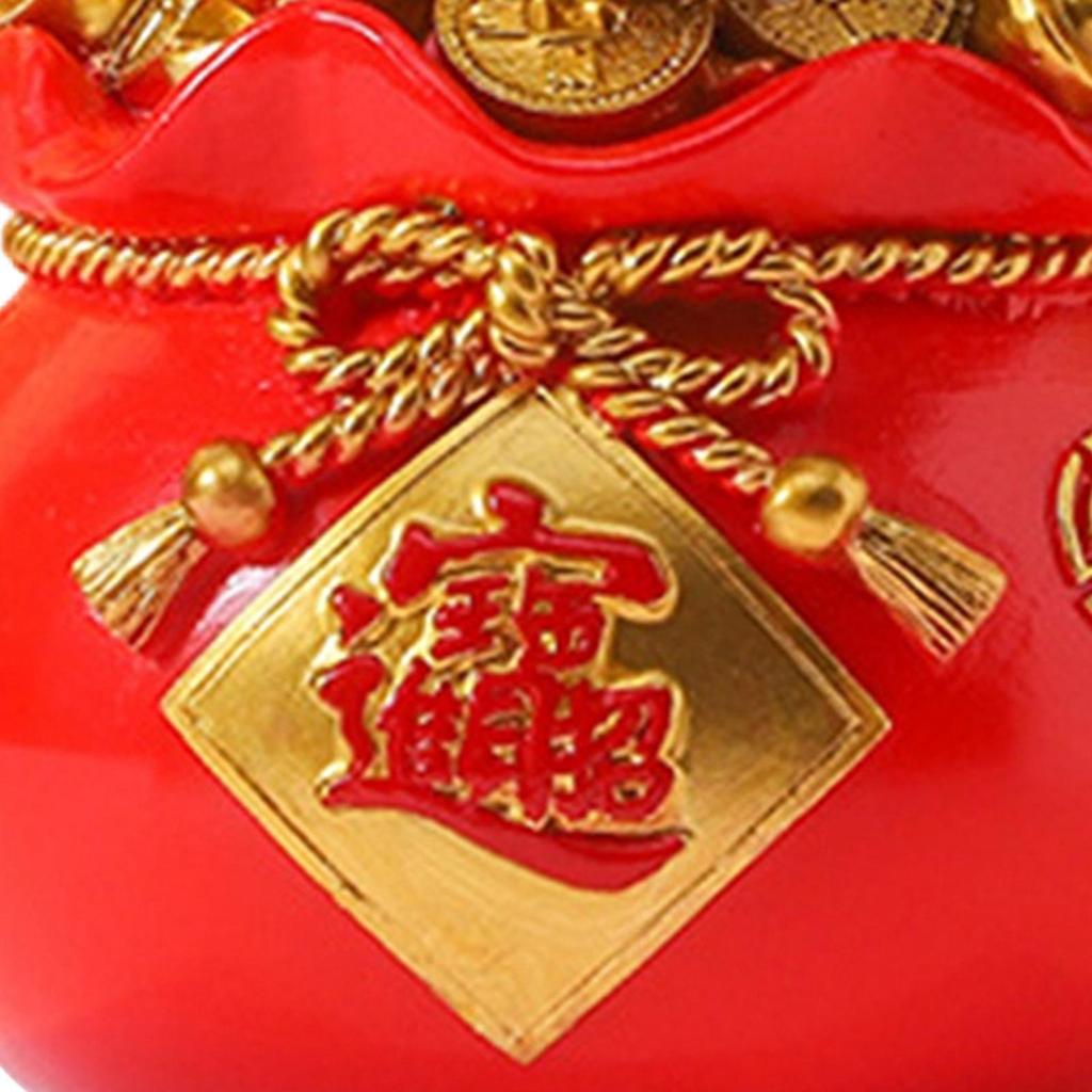 Resin Piggy Bank Money Bag Shape Figurine for Home Decorations 11x13cm