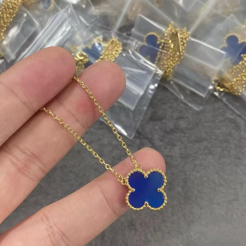 Кулон-ожерелье 'Четырехлистный клевер' высокой версии для женщин, из натурального перламутра, на цепочке для ключиц