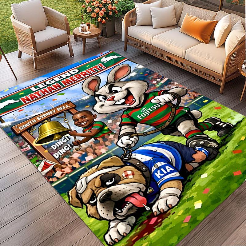 South Sydney Rabbitohs Print Rug, Washable Floor Carpet, For Entryway Dorm Laundry Room Office Study, Home Decor Birthday Christmas Gift