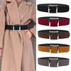 Women's Wide Faux Leather Waist Belt Waistband with Square Buckle for Dresses and Coats Fashionable Full of Durability
