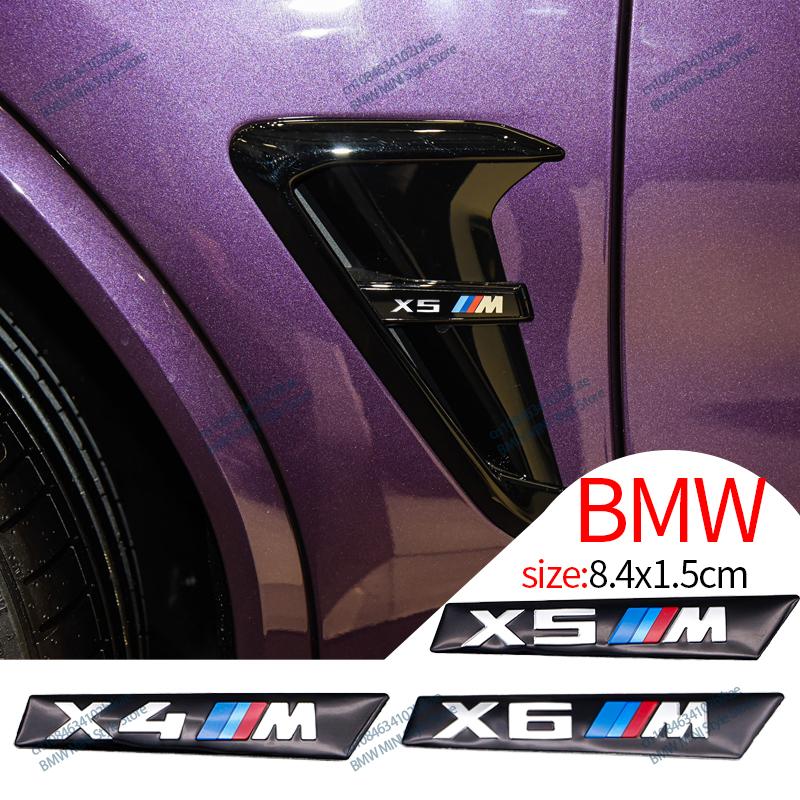 2Pcs Premium Fender Side Badge Emblem for BMW M Power X1 X2 X3 X4 X5 X6 Glossy Black Sticker Logo 6.8cm 8.4cm Car Styling Decor HG5