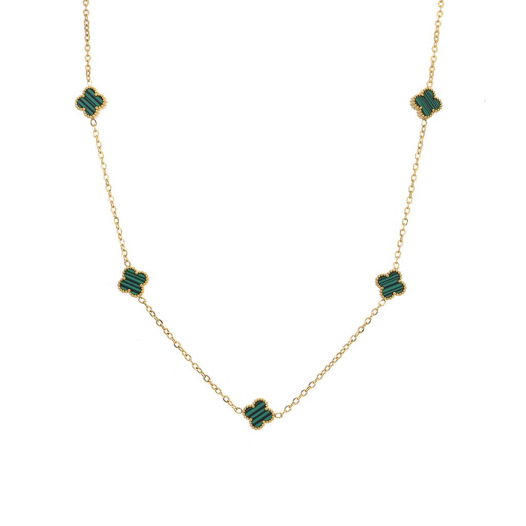 9MM Titanium Steel Four-leaf Clover Shell 5 Flowers Necklace Women's New Light Luxury Hundred Lock Bone Chain Shell Collar Jewelry