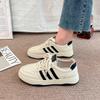 Popular Three-bar Mesh Versatile Little White Shoes Women's 2025 New Summer Retro Leather Single Shoes Sports and Leisure Board Shoes