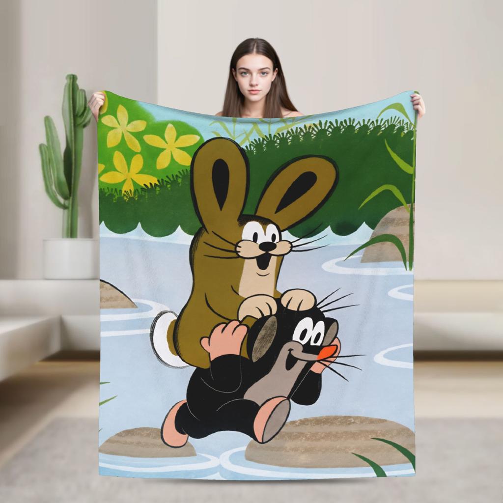 Czech Cartoon Krtek Mole Blanket Quality Warm Soft Bedding Throws Winter Plane Travel Home Decor Graphic Bedspread