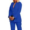 Women's Solid Color Two-Piece Suit Set with Notched Lapel and Button Closure, Elegant Long Pants Suit for Business Casual or Formal Wear