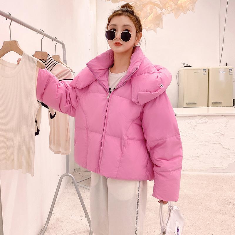 Fluffy Cotton-padded Clothes for Women's Autumn and Winter New College Style Short Loose Thickened Bread Clothes Candy-colored Cotton-padded Jackets