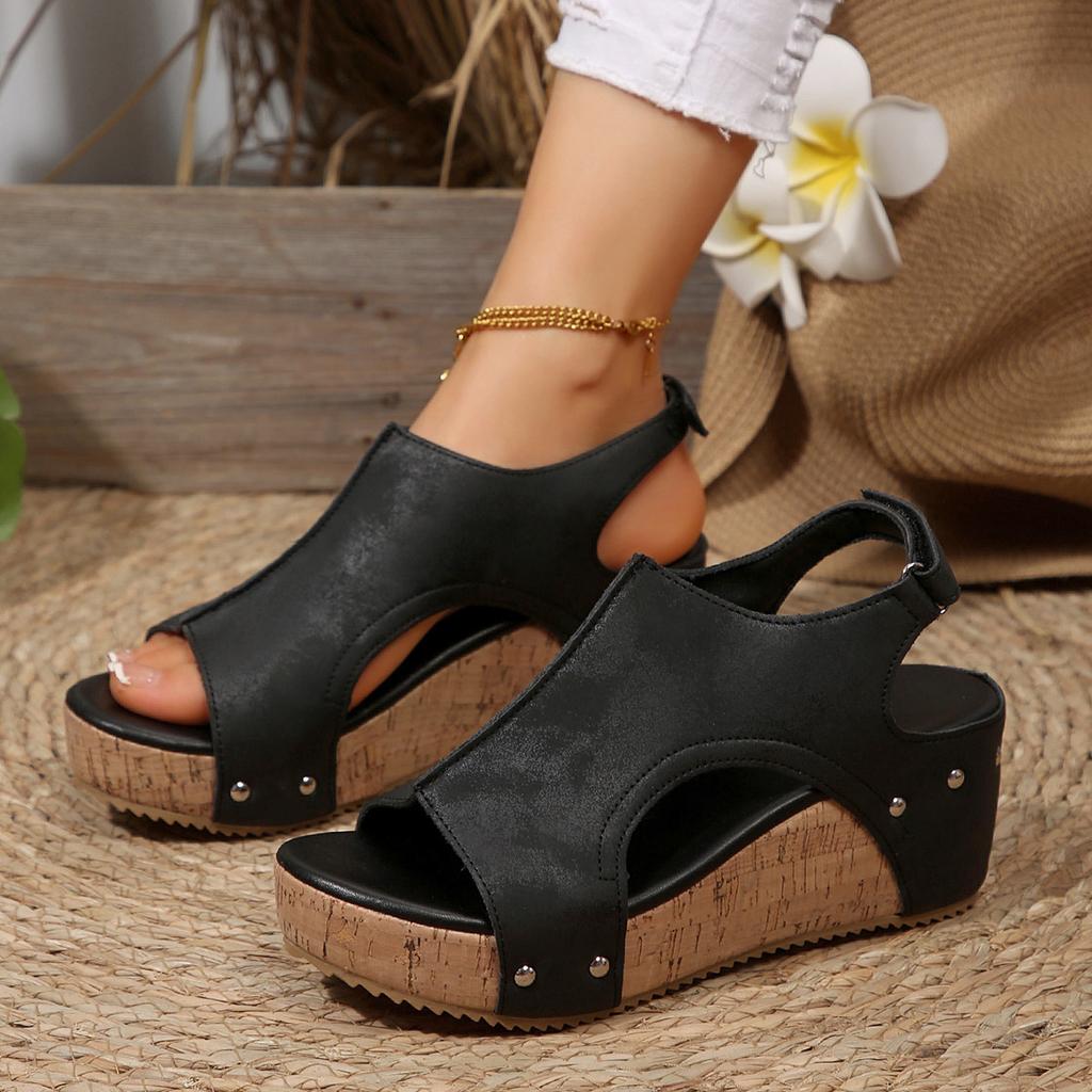 2025 Foreign Trade New Summer Women's Platform Wedge Sandals Plus Size Fish Mouth Wedge Sandals Platform Sandals