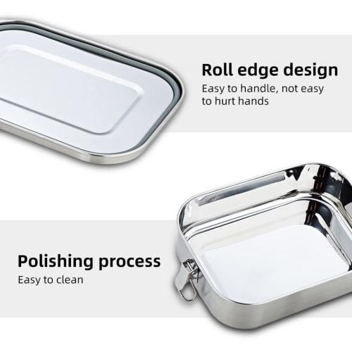 Контейнер для ланча SHUBIAO, контейнер для ланча из нержавеющей стали 304 - металлический контейнер для ланча с 2 отделениями, металлическая коробка для ланча для детей и взрослых, 800 мл, можно мыть в посудомоечной машине