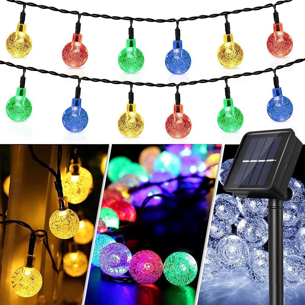 6M 30 светодиодный хрустальный шар на солнечной батарее, уличный IP65, водонепроницаемый светодиодный гирляндный светильник, сказочные лампы, солнечная садовая гирлянда, световая гирлянда