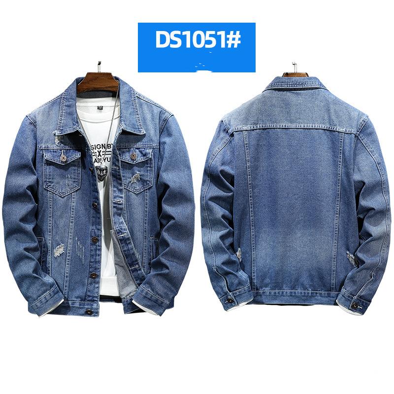 Men's Ripped Jacket Windproof Jacket Washed Denim Jacket Plus Size Denim Jacket