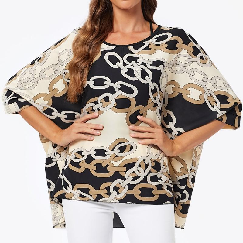 Шифоновые туники больших размеров с цветочным принтом, блузки для женщин, летние рубашки в стиле «летучая мышь» в стиле бохо, пляжные накидки
