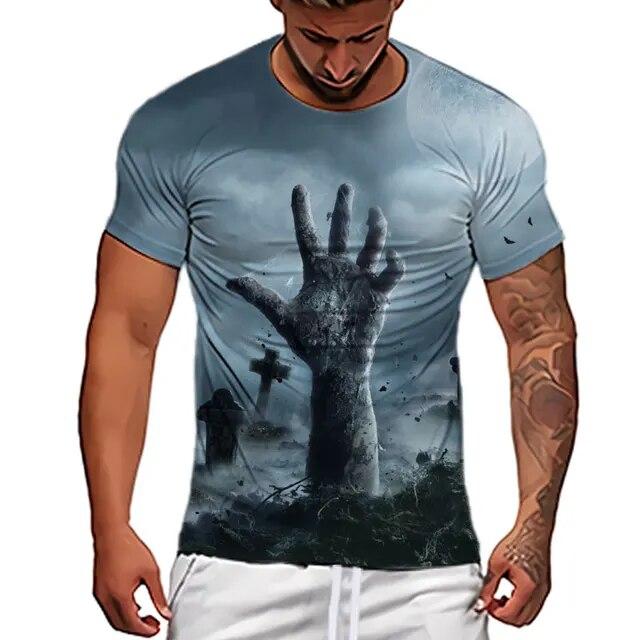 Vintage Horror Skull 3d Print Men's T-shirt Summer Classic Casual O Neck Short Sleeve Fashion Loose Oversized Tops Tee Shirt Men