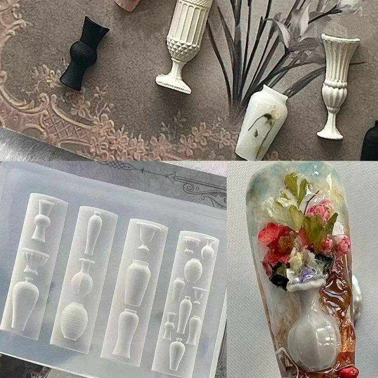 Модная 3D сине-белая фарфоровая ваза Силиконовая форма для нейл-арта