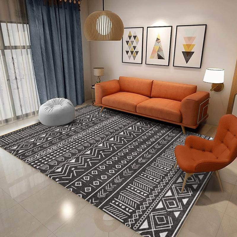 Nordic Style Moroccan Living Room Carpet Sofa Coffee Table Crystal Velvet Carpet Home Bedroom Full Bed Side Blanket