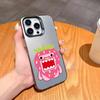 Милый чехол для телефона D-Domo-kun-N для iPhone 17, 16, 15, 14, 13, 12, 11 Plus, Pro Max Черный Покрытие Candy Silver