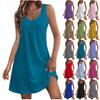 Women's Casual Sundress With Pockets Summer Boho Beach Dress T-Shirts Dress V Neck Loose Tank Dresses