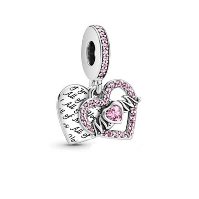 Стерлингового серебра 925 пробы O Love Heart розовое золото CZ кулон мотаться подходит ожерелье женщины DIY очаровательные ювелирные изделия