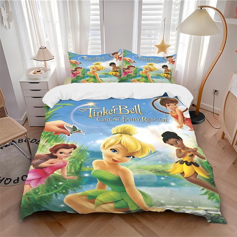 Tinker Bell'S Fairy Adventure Print 3Pcs Bedding Setduvet Cover With 2 Bedropillowcase Home Birthday Gift