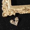 Shiny Heart Brooch Rectangular Hollow Heart Breastpin Geometric Rhinestone Pin  Suit Coat Collar