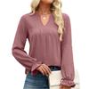 Women's Loose Casual Solid Color V-Neck Long Sleeved Top V-Neck Long Sleeved Top