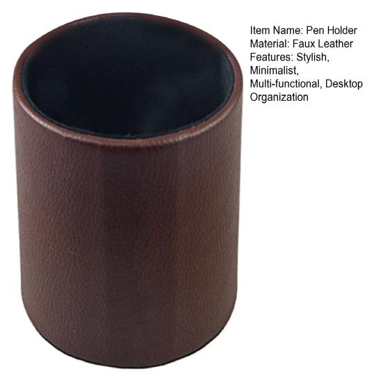 Круглый держатель для карандашей из искусственной кожи, настольный органайзер для хранения ручек, канцелярских принадлежностей, ножниц, контейнер для дома, школы, офиса, общежития